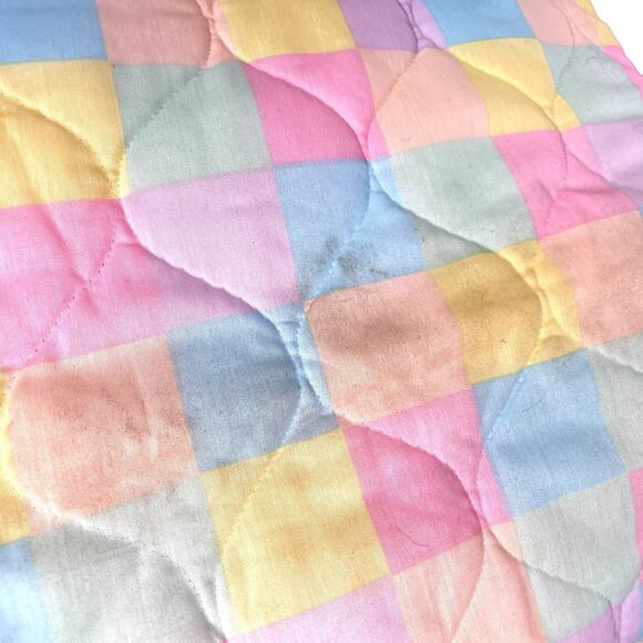 Vintage Full Pastel Patchwork Quilted Ruffled Bedspread Linda Ruffle Coverlet - Picture 8 of 12